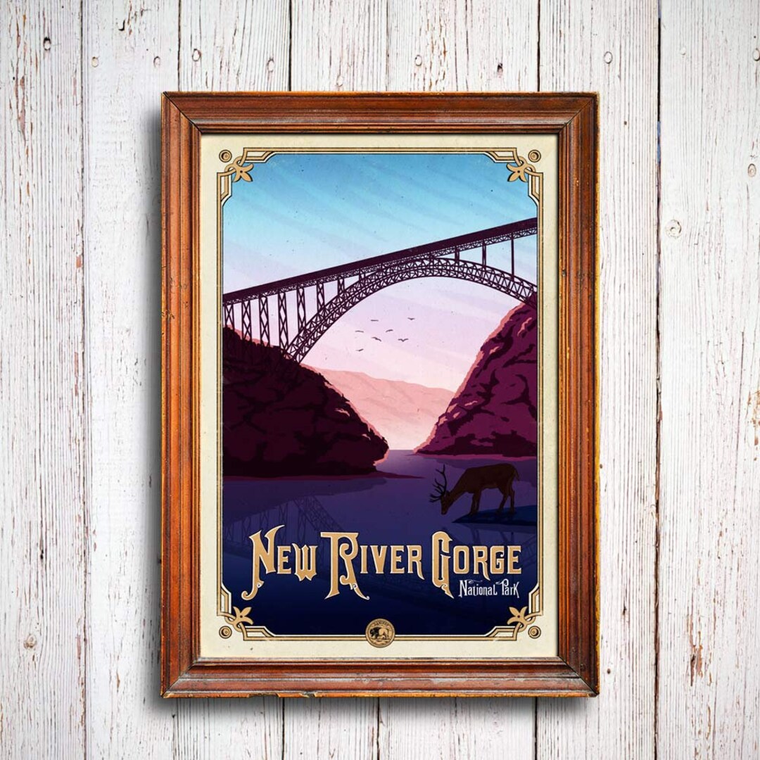 New River Gorge National Park Poster, Vintage Travel Print - Etsy