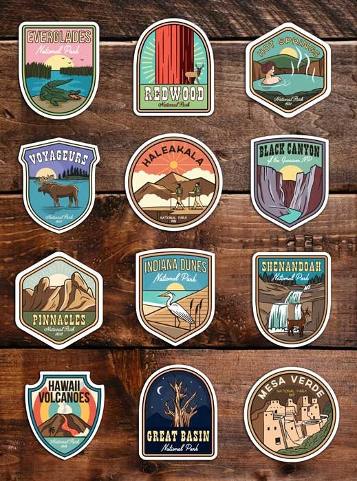 National Parks 66 Mini Emblem Sticker Set