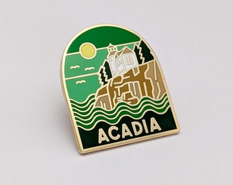 Acadia Nationalpark Emaille Pin, vergoldet