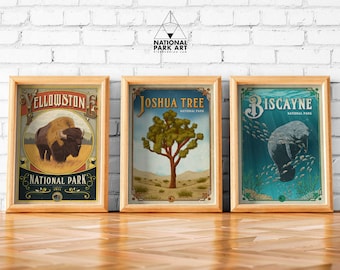 3 NATIONAL PARK POSTERS , original artwork, All 62 National Park Prints collection
