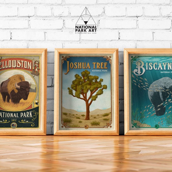 3 NATIONAL PARK POSTERS , original artwork, All 62 National Park Prints collection