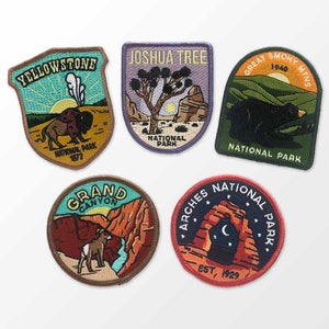 Embroidered Iron-On National Park Patches, GET 5, 10, 20, 30, 50 Patches, Choose your Favorites from our NP Collection