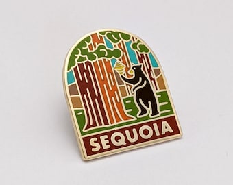 Pin de esmalte del Parque Nacional Sequoia, accesorio para aventuras de senderismo