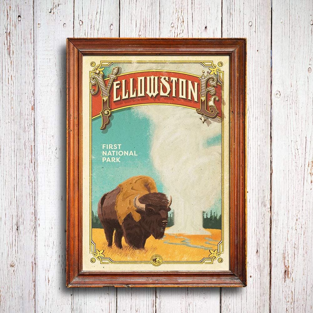 Yellowstone National Park Travel Print Wall Art Yellowstone National Park  Wall Hanging Home Décor Yellowstone National Park Art Gift Poster 