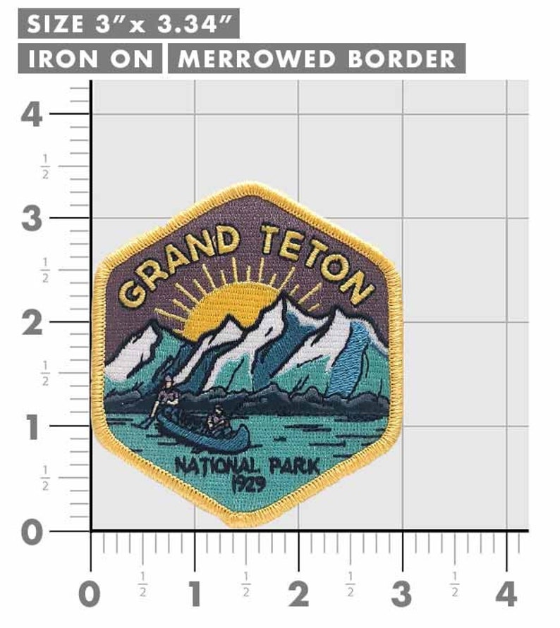 Grand Teton National Park Full embroidered illustrated iron-on patch image 4