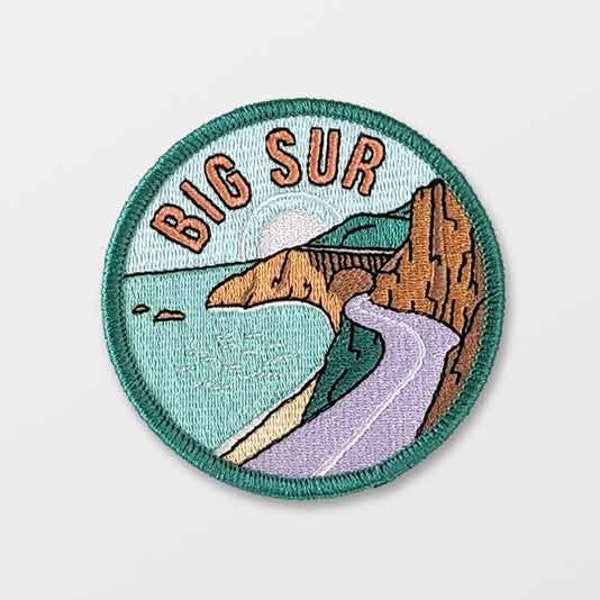 Big Sur California Coast embroidered illustrated iron-on patch