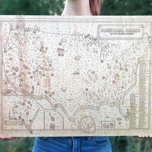 Holz-Nationalpark-Karte, rustikale Holz vereinigte Staaten Karte, 18 x 24 Zoll Holz Karte, Karte für Holzhütte