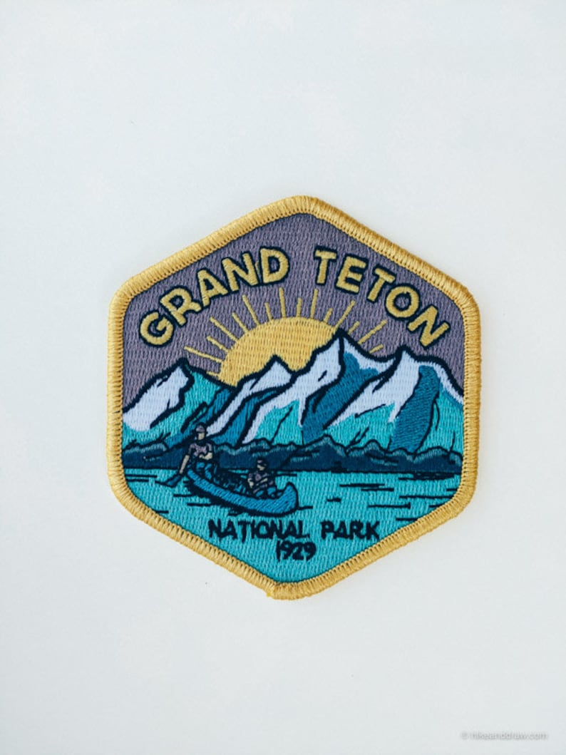 Grand Teton National Park Full embroidered illustrated iron-on patch image 2