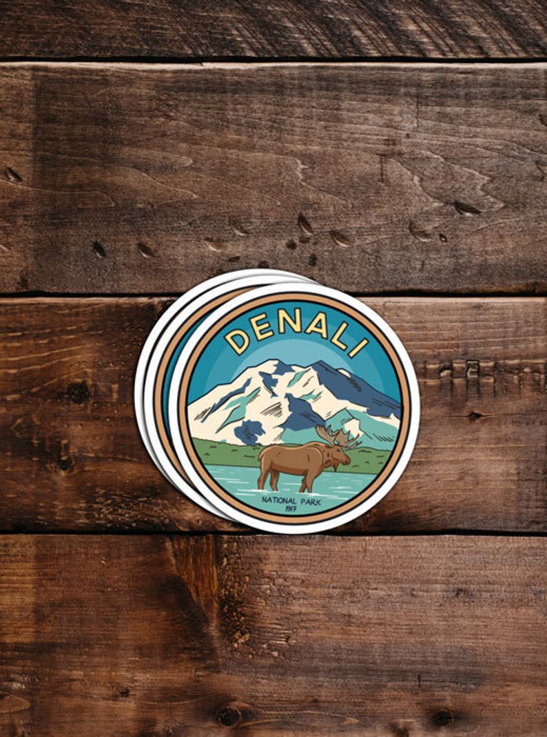 Denali National Park Waterproof Vinyl Sticker, UV resistant decal. Waterbottle, Laptop, Car window sticker image 2