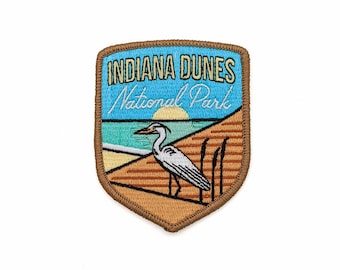 Toppa termoadesiva illustrata ricamata del Parco Nazionale delle Dune dell'Indiana.