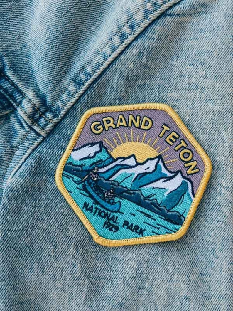 Grand Teton National Park Full embroidered illustrated iron-on patch image 1