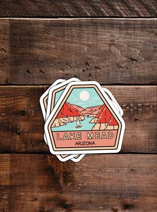 Lake Shape Sticker Lake Mead - Waterproof Vinyl Sticker, UV Resistant Decal. Waterbottle ...
