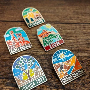 Pacote de alfinetes de esmalte do Parque Nacional, acessórios para parques nacionais, presente para caminhantes