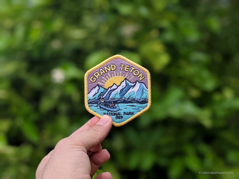 Grand Teton National Park Full embroidered illustrated iron-on patch image 3