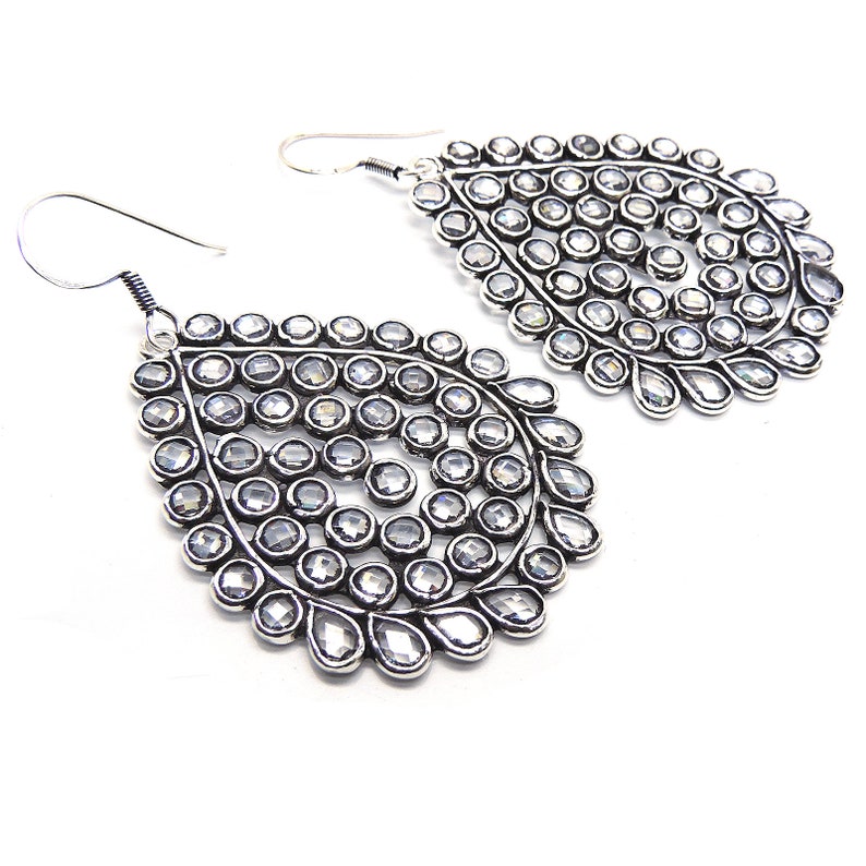 Glass Earrings-Handmade Silver Earrings-925 Sterling Silver-Designer Earrings Dangle Drop Earrings