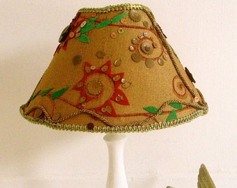 Gold bronze lampshade Ethnic style embroidered embellished sequinned lampshade golden rustic Moroccan light decorated with sequins silk