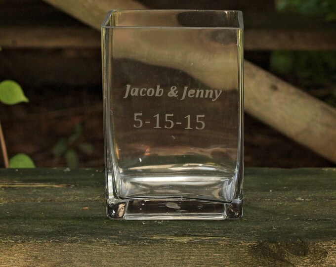 Etched Glass Vase / Personalized Wedding Vase / Custom Wedding Etsy