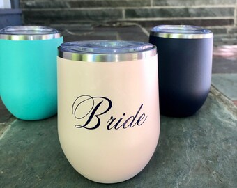 Stemless Wine Tumbler / Wine Tumbler / Personalized Wine Glass / Bride / Bridesmaid Gift / 12 oz Tumbler / Wine Tumbler / Christmas