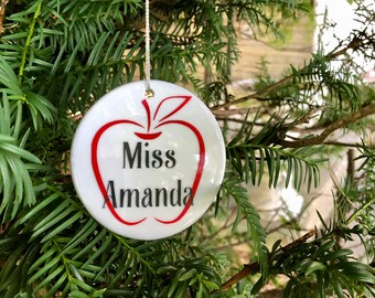 Teacher Ornament / Home school Ornament / Preschool Ornament / Glitter Ornament / Christmas Ornament / Custom Ornament