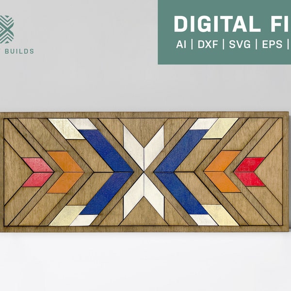 Mosaic 5 Wood Digital File Download DIY Decor Single Design Digital File PDF svg eps ai DXF Download Laser Print Rectangle Feather