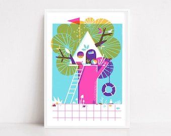 Treehouse - Risograph Print, Signed
