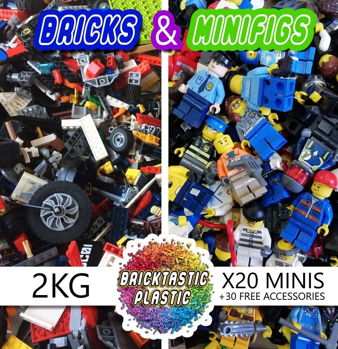 2 KG x1750pcs LEGO Creativity Packs 20 Minifigures 30 Free Accessories Etsy