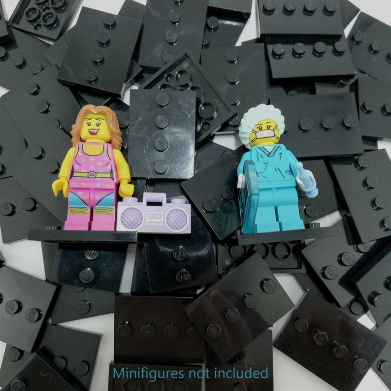Minifig Stand Lego Lot of 10-3x4 Tile Modified with Center Studs 88646 Black