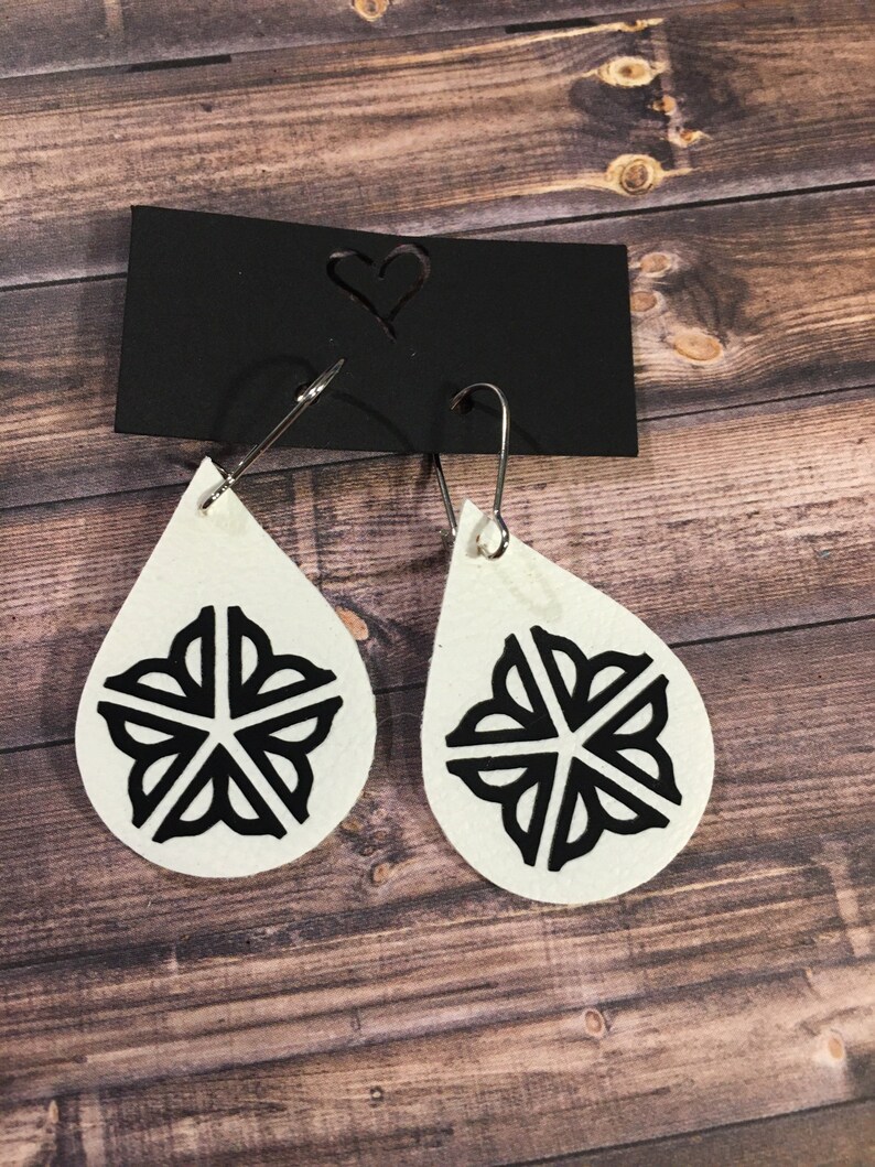 Rochester Faux Leather Earrings Flower City