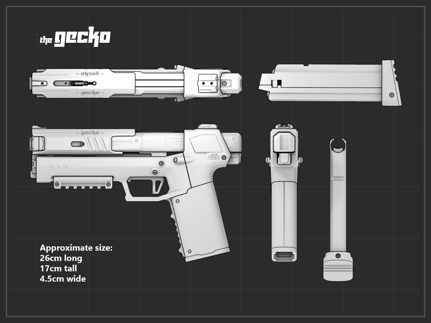 The Gecko 3D Printed Foam Dart Blasting Pistol | Etsy UK
