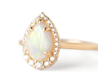 Australian Opal Diamond Ring, Opal Diamond Ring, Australian opal ring, diamond ring, unique engagement ring, opal engagement ring