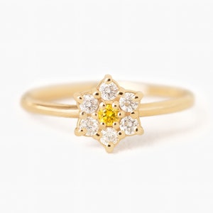 0.41 tcw. Yellow Diamond Ring, Daisy Diamond Ring, Diamond Ring, Unique Engagement Ring, Yellow Diamond Engagement Ring,  Diamond Ring