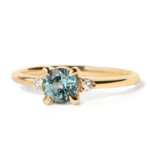 Genuine Montana Sapphire Diamond Ring, Teal Sapphire Diamond Ring, Natural Sapphire ring, unique engagement ring, engagement ring