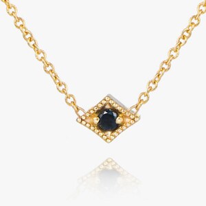 Diamond Solitaire Necklace, Black diamond Necklace, solid gold necklace, gold diamond necklace