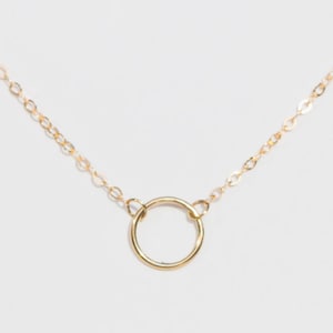 Solid Gold Circle Necklace, 14K Open Circle Necklace, Karma Necklace, 14K gold necklace image 2