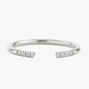 Diamond Cuff Ring, Stacking Ring, Half Eternity Ring, Wedding Band, Wedding Ring, Engagement Ring, Solid Gold Ring, 14K Gold Ring image 5