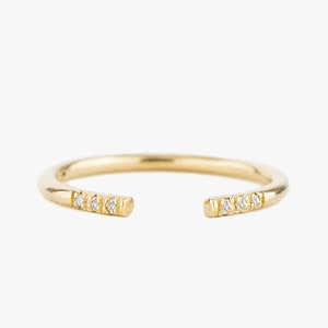 Diamond Cuff Ring, Stacking Ring, Half Eternity Ring, Wedding Band, Wedding Ring, Engagement Ring, Solid Gold Ring, 14K Gold Ring image 1