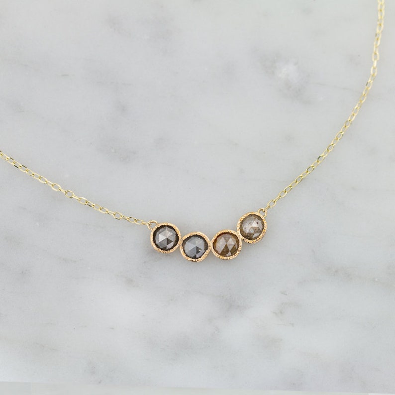 Temporarily Out Of Stock: Raw Stone, Diamond Necklace, 14k gold necklace, Gift for her, Unique necklace, Birthstone necklace image 2