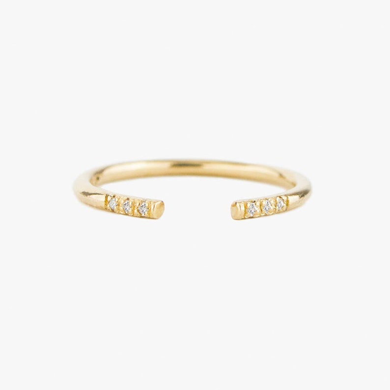 Diamond Cuff Ring, Stacking Ring, Half Eternity Ring, Wedding Band, Wedding Ring, Engagement Ring, Solid Gold Ring, 14K Gold Ring image 1