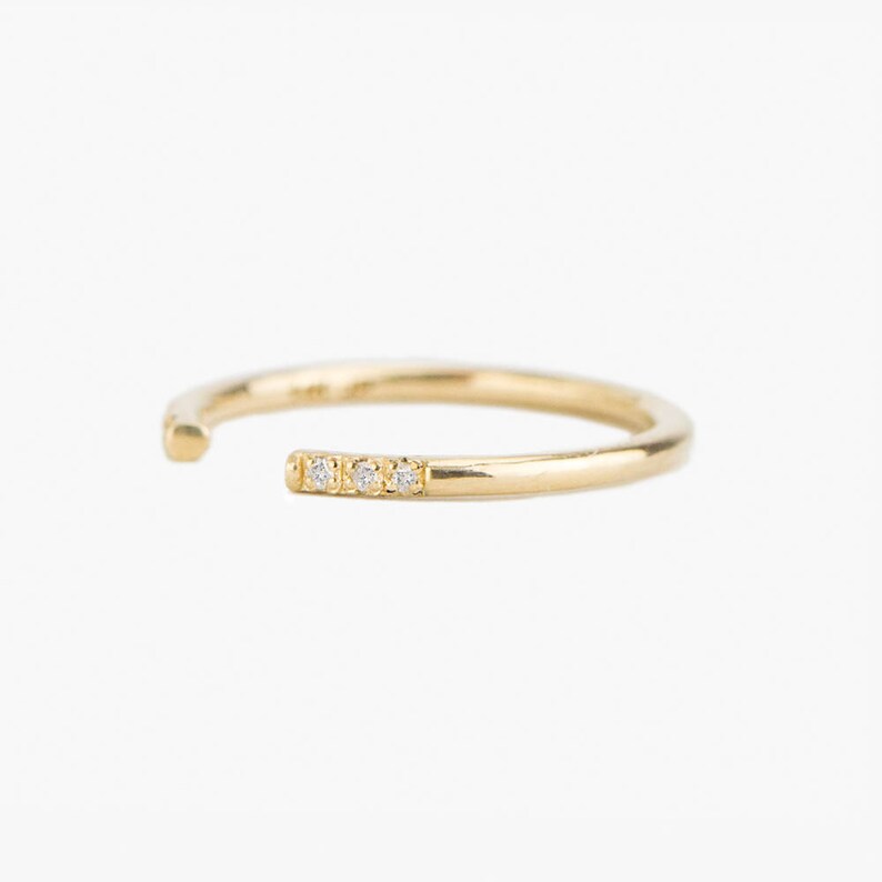 Diamond Cuff Ring, Stacking Ring, Half Eternity Ring, Wedding Band, Wedding Ring, Engagement Ring, Solid Gold Ring, 14K Gold Ring image 6