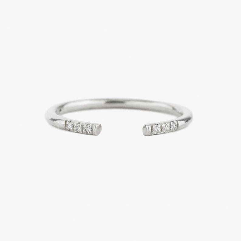Diamond Cuff Ring, Stacking Ring, Half Eternity Ring, Wedding Band, Wedding Ring, Engagement Ring, Solid Gold Ring, 14K Gold Ring image 5