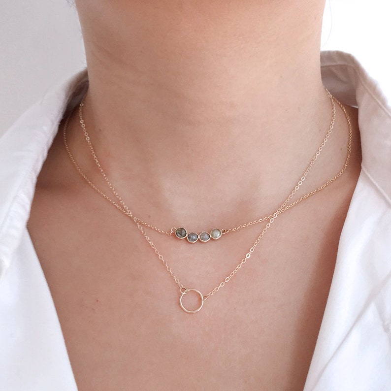 Solid Gold Circle Necklace, 14K Open Circle Necklace, Karma Necklace, 14K gold necklace image 4