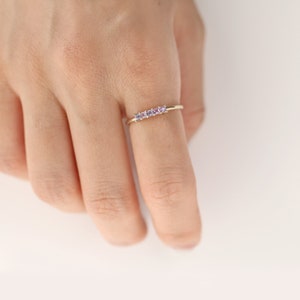 Five Lavender Sapphire Ring,14K Sapphire Ring, Pink Sapphire, Five stone ring, Stacking Ring, Unique Engagement Ring image 3