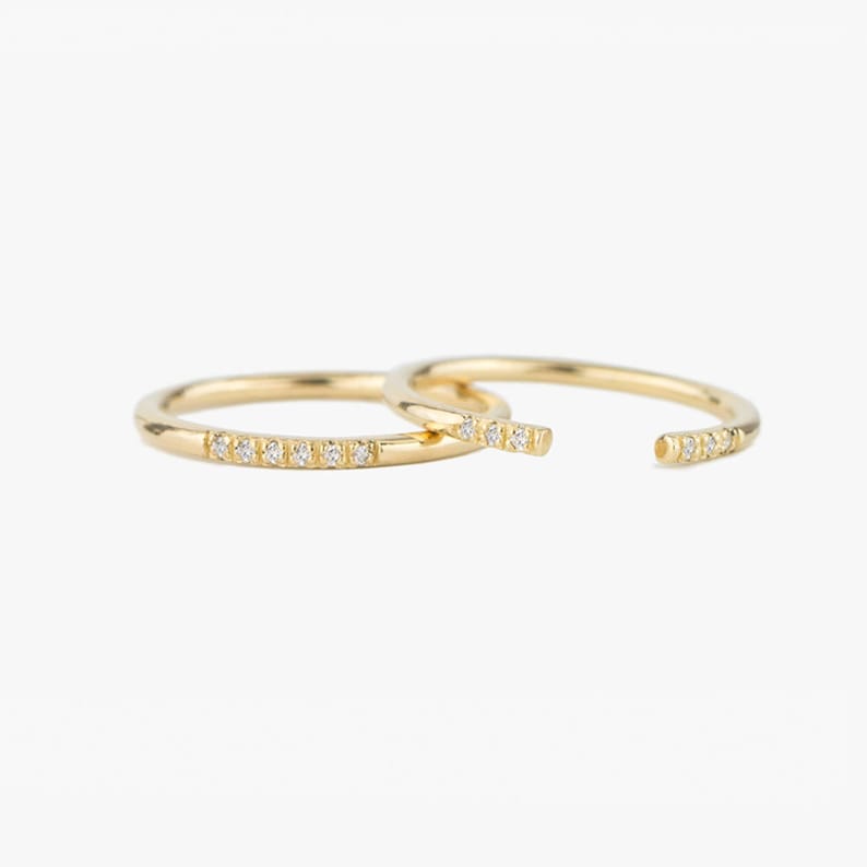 Diamond Cuff Ring, Stacking Ring, Half Eternity Ring, Wedding Band, Wedding Ring, Engagement Ring, Solid Gold Ring, 14K Gold Ring image 9