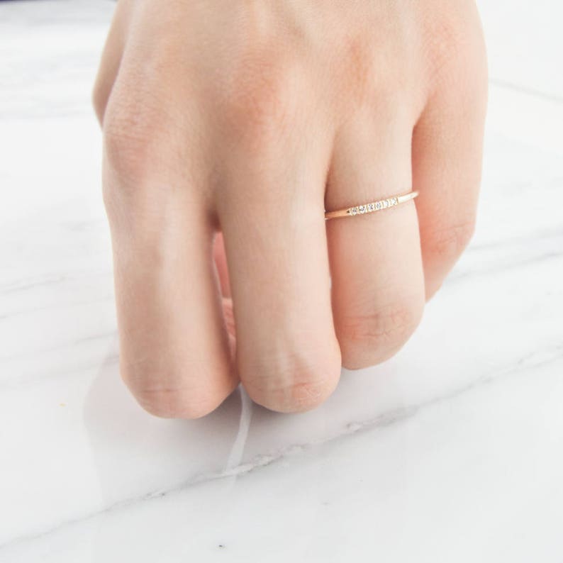 Diamond Ring, Half Eternity Ring, Wedding Band, Wedding Ring, Engagement Ring, Solid Gold Ring, 14K Gold Ring, Eternity ring, stacking ring, image 3