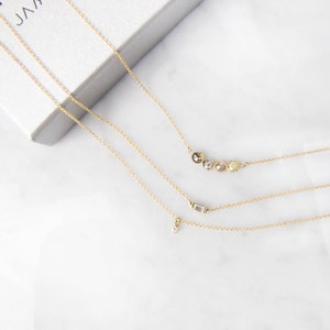 Temporarily Out Of Stock: Raw Stone, Diamond Necklace, 14k gold necklace, Gift for her, Unique necklace, Birthstone necklace image 3