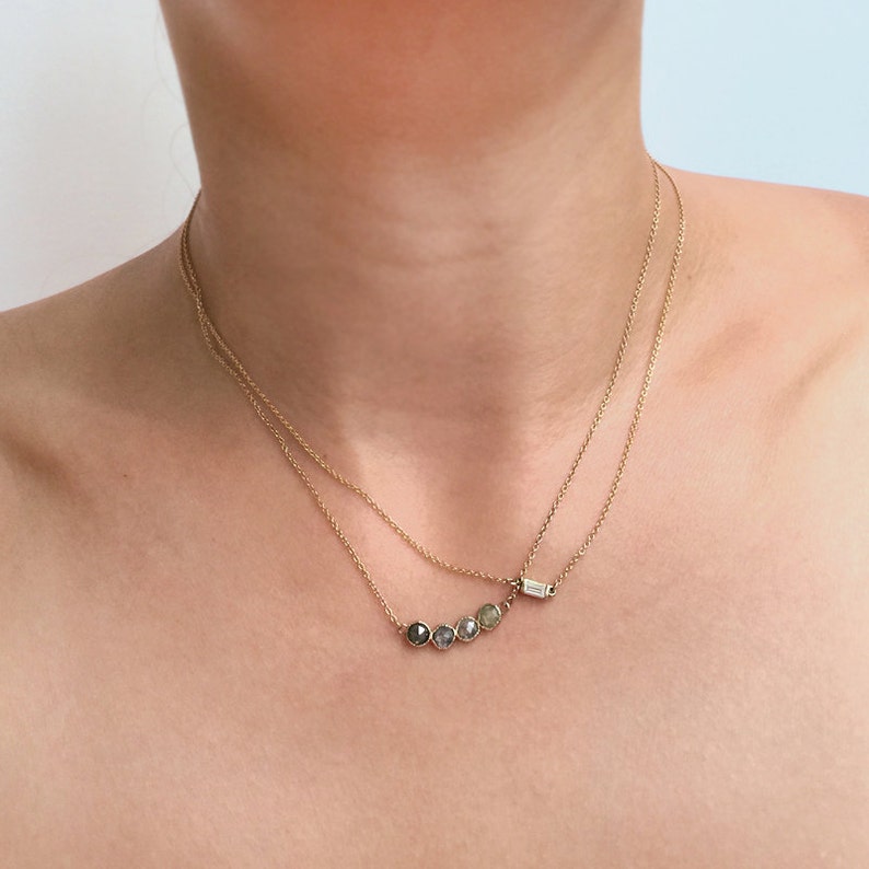 Temporarily Out Of Stock: Raw Stone, Diamond Necklace, 14k gold necklace, Gift for her, Unique necklace, Birthstone necklace image 5