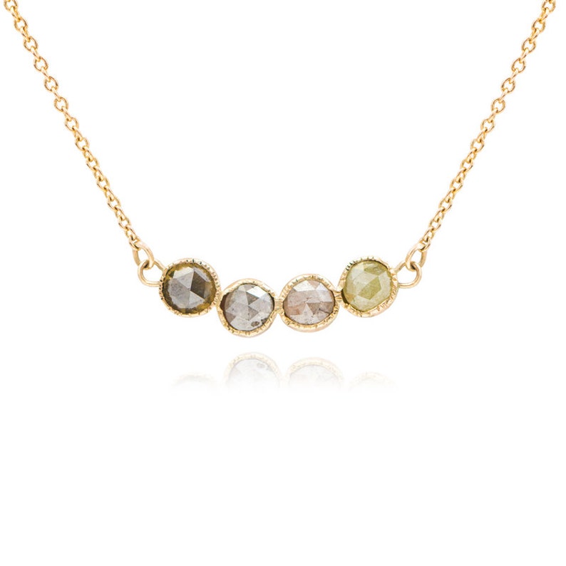 Temporarily Out Of Stock: Raw Stone, Diamond Necklace, 14k gold necklace, Gift for her, Unique necklace, Birthstone necklace image 1