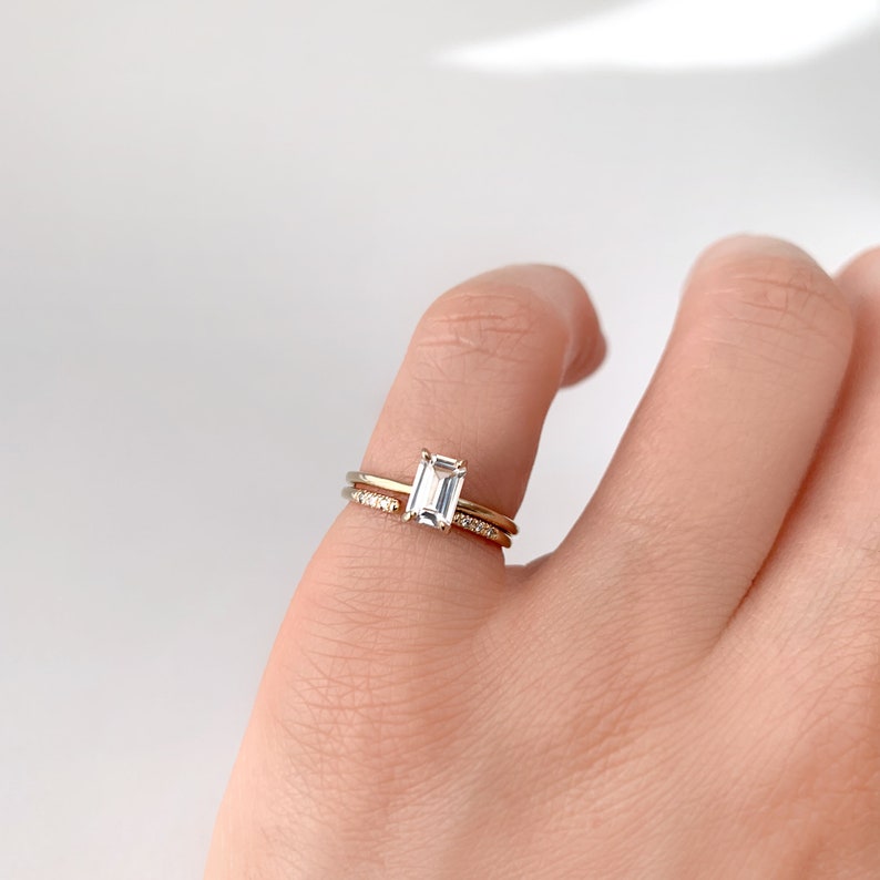 Diamond Cuff Ring, Stacking Ring, Half Eternity Ring, Wedding Band, Wedding Ring, Engagement Ring, Solid Gold Ring, 14K Gold Ring image 4