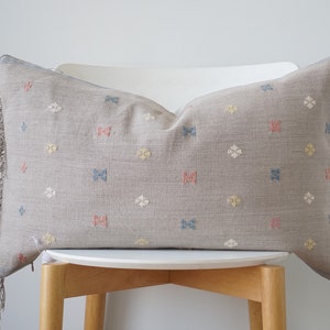 Gray Tribal Hemp Hand Woven Natural Dye Color Pillow Cover