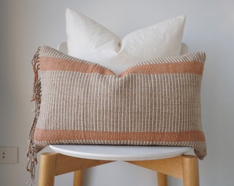 Gray brown Tribal Hemp Hand Woven Natural Dye Color Pillow Cover